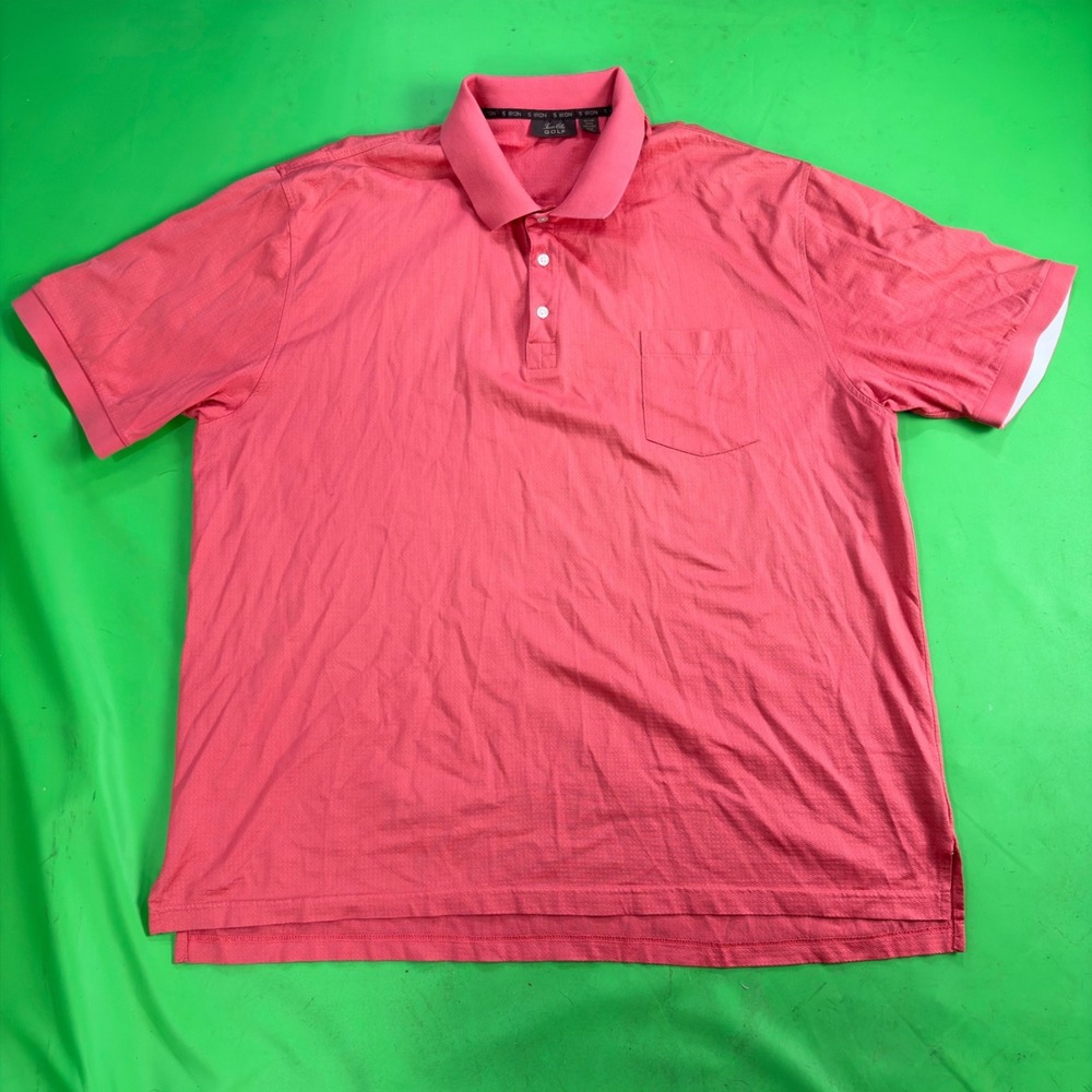 Tasso Elba Golf Performance Polo Mens 2X Pink 100% Pima Cotton Pocket Shirt EUC